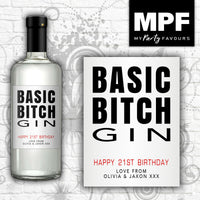 Personalised Birthday Gin Bottle Label 'Basic Bitch' - Any Age