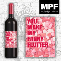 Rude Naughty Valentine Wine Bottle Label - 'Flutter' - (Sweets)