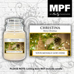 Personalised Christmas Candle Label/Sticker - Any Name & Message (Christmas Tree)