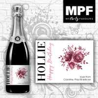 Personalised Birthday Champagne Bottle Label (Pink) Any Occasion