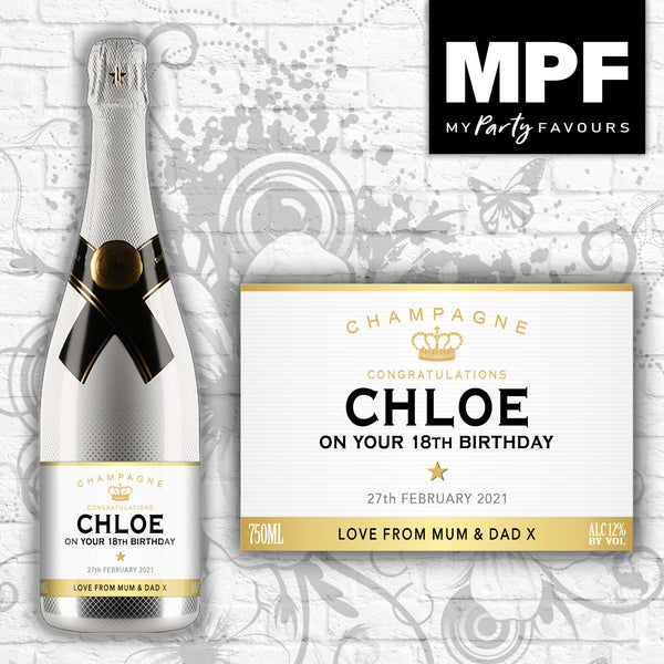 Personalised Birthday Champagne Bottle Label - ICE