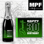 Personalised Birthday Champagne Bottle Label (Colours) (Green)- 18th, 21st, 30th, 40th