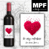 Personalised Valentine Wine Bottle Label - Paper Hearts