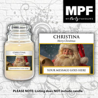 Personalised Christmas Candle Label/Sticker - Any Name & Message (Father Christmas)