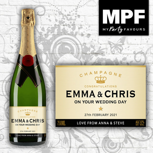Personalised Wedding Champagne Bottle Label - BRUT