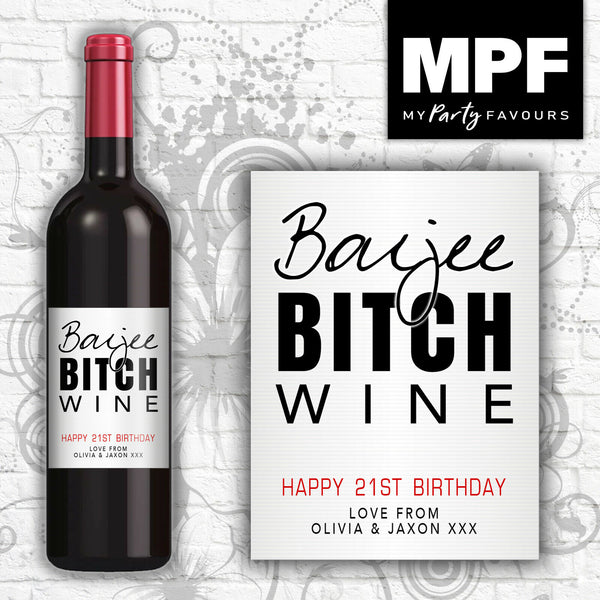 Personalised Birthday Wine Bottle Label 'Boujee Bitch' - Any Age