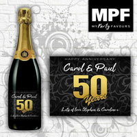 Personalised Anniversary Champagne/Prosecco Bottle Label -Any Names/Message/Year