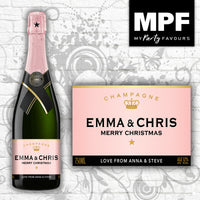 Personalised Christmas Champagne Bottle Label - ROSE