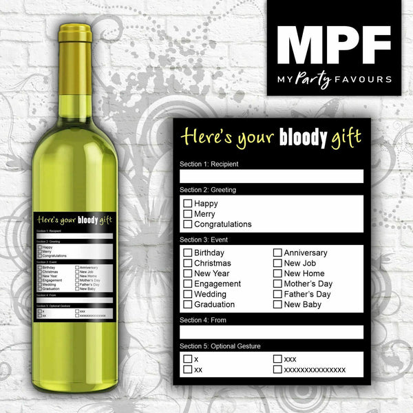 Personalised Wine Gin Vodka Bottle Label DIY Funny Birthday - Any Occasion