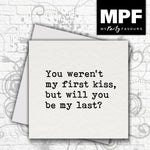 'First Kiss' card - romantic valentine love husband/wife/boyfriend/girlfriend