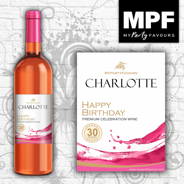 Personalised Birthday Rose Wine Bottle Label - Any Name and Age