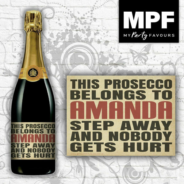 Personalised Funny Prosecco Bottle Label - Any Name - Vintage Shabby Chic Retro