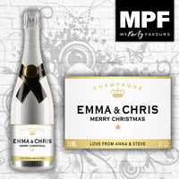 Personalised Christmas Champagne Bottle Label - ICE