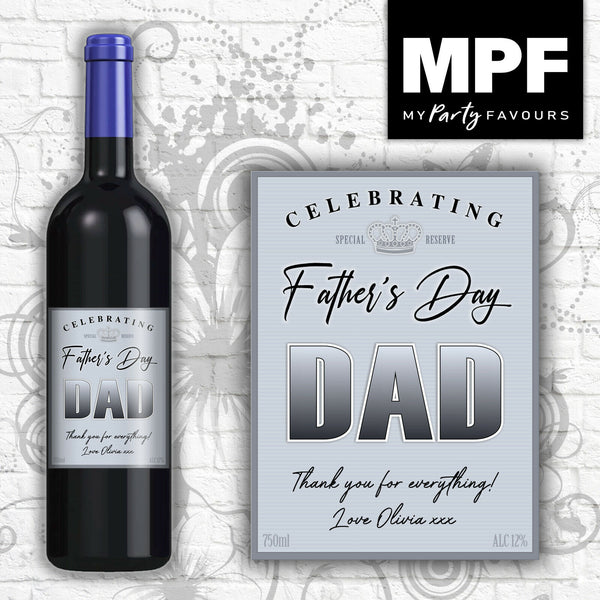 Personalised Father's Day Wine Bottle Label - Best Dad (blue style)