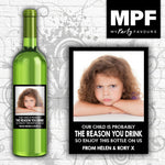 Personalised Photo Wine Bottle Label (Reason you drink - white text) - Teacher Thank you Gift