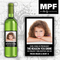 Personalised Photo Wine Bottle Label (Reason you drink - white text) - Teacher Thank you Gift