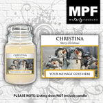 Personalised Christmas Candle Label/Sticker - Any Name & Message (Snowmen)