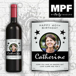 Personalised Photo Wine Bottle Label (Birthday/Any occasion) (SLV)