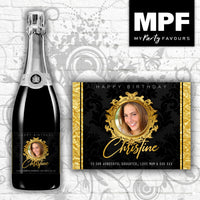 Personalised Birthday Champagne Bottle Label 18th, 21st, 30th, 40th, 50th