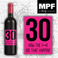 Funny Rude Birthday Wine Bottle Label - Any Age - Pink