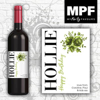 Personalised Birthday Wine Bottle Label (Green) Any Occasion