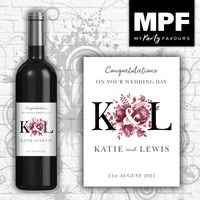 Personalised Wedding Wine Bottle Label (Black) - Plum