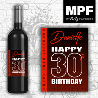 Personalised Birthday Wine Bottle Label (Colours) (Red) - 18th, 21st, 30th, 40th