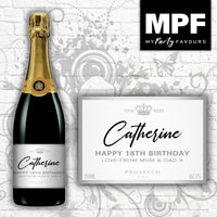 Personalised Birthday Prosecco Bottle Label - Silver - Any Occasion