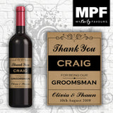 Personalised Wedding 'Thank You' Wine Bottle Label (Any Wedding Role) - Perfect Favour/Gift