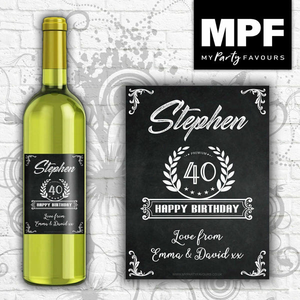 Personalised Birthday Wine Bottle Label - Any Name, Age & Message - Vintage