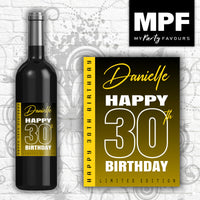 Personalised Birthday Wine Bottle Label (Colours) (Yellow) - 18th, 21st, 30th, 40th