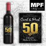 Personalised Anniversary Wine Bottle Label - Any Names/Any Message/Any Year