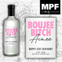 Personalised Birthday Gin Vodka Bottle Label 'Boujee Bitch' (Pink) -Any Age or Occasion
