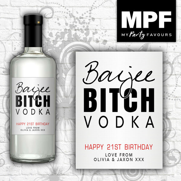 Personalised Birthday Vodka Bottle Label 'Boujee Bitch' - Any Age