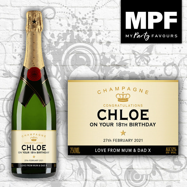 Personalised Birthday Champagne Bottle Label - BRUT