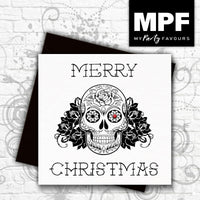 'Sugar Skull' Christmas card - hand made tattoo style with gem stone eye