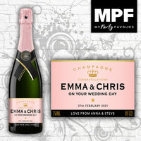 Personalised Wedding Champagne Bottle Label - ROSE