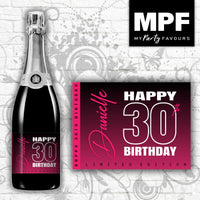 Personalised Birthday Champagne Bottle Label (Colours) (Hot Pink)- 18th, 21st, 30th, 40th