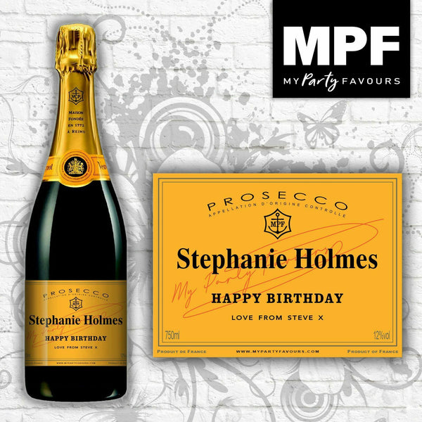 Personalised Prosecco BRUT Bottle Label - Birthdays/Anniversary/Any Gift