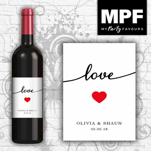 Personalised Wedding/Engagement Wine Bottle Label (Love) - Perfect for table settings