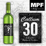 Personalised Birthday Wine Bottle Label - Any Name, Age & Message (silver)