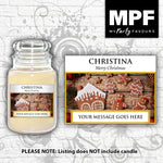 Personalised Christmas Candle Label/Sticker - Any Name & Message (Gingerbread Men)