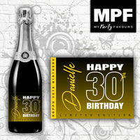 Personalised Birthday Champagne Bottle Label (Colours) (Yellow)- 18th, 21st, 30th, 40th