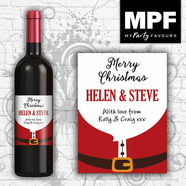 Personalised Christmas Wine Bottle Label - Festive Gift for Secret Santa