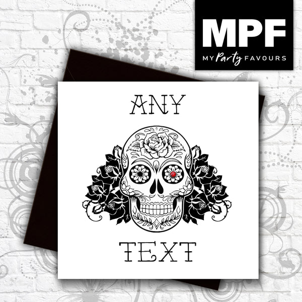 Personalised 'Sugar Skull' Happy Birthday - Hand made tattoo skull style card