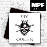 'My Queen' - Hand made tattoo skull style card