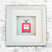 Perfume Print 'No.1' Sister/Mum/Daughter Art Box Frame (Pink)