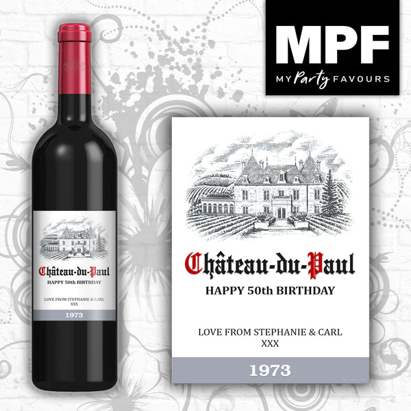 Personalised Birthday Wine Bottle Label - Chateauneuf du pape - Any Name/Age/Message