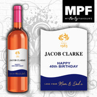 Personalised Birthday Wine Bottle Label - Creek Style - Shiraz Rose