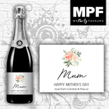 Personalised Mother's Day Wine/Champagne/Prosecco Bottle Label - Roses - Any Name & Message